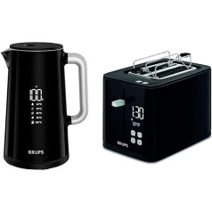 Электрический чайник Krups BW8018 Smart'n Light 5 температурных режимов 30 минут подогрева | Объем 1,7 л | Черный и тостер KH6418 Smart'n Light | Тостер с двумя ломти