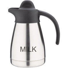 Olympia Vakuum-Milchkännchen mit Schraubverschluss, 500 ml/ 17 oz, Edelstahl mit schwarzem Deckel, Milchaufdruck auf der Seite, Buffetstationen für Tee und Kaffee, CL371