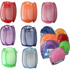 St@llion Random Colour Foldable Pop Up Mesh Washing Laundry Basket Bag Toy Tidy Storage Organiser (Pack of 3)