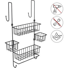 R FLORY Dušas plaukts iekāršanai 3 līmeņi ar dušas groziņiem Regulējams bez urbšanas iekāršanai uz dušas kabīnes Stikla durvju dušas plaukts Šampūna turētājs dušai