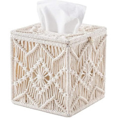 XIAOJUN Tissue Box Blanket Boho kvadrātveida papīrs ar pērlīšu sprādzes makrame salvetes audu organizators mājās