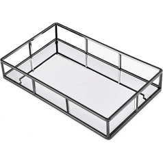 Spoguļa paplāte rotaslietām Tualetes galds Smaržas organizators (30x19x5cm) Grima uzglabāšanas rotaslietu turētājs Dekoratīvs paplāte vannas istabas letes vannas istabai (melns)