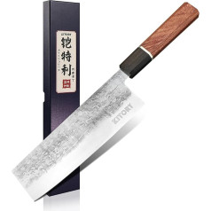 Kitory Nakiri Japanisches Messer 17cm Kochmesser, Profi Küchenmesser mit Holzgriff, Klingen aus 9CR18MOV Hochwertigem Kohlenstoffstahl, Inklusive Geschenkbox - Profi Serie