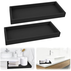 Yabound 2 Stück Badezimmer, Schwarzes Rechteckiges Tablett, Silikon Ablageschale, Schminktisch Tablett Organizer, Seifen Spender Platte für Badezimmer, Waschtisch Badewanne Küchenspüle und Toilett