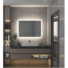 aksentia spogulis ar LED apgaismojumu, vannas istabas spogulis ar skārienjūtīgu apgaismojumu, apm. 70 x 60 x 3,5 cm