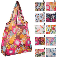 Perome Reusable Shopping Bags, Pack of 10 Foldable Eco Tote Bags, Large Washable Shopping Bags, Fits in Bag, Reusable Lightweight Beach Bag, Multicolor, Large, multicoloured