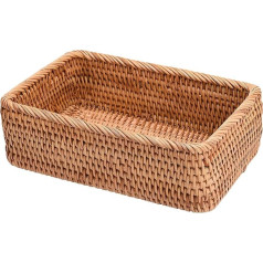 LEMCC Woven Rattan Baskets 25 x 17 x 8 cm Rectangular Woven Fruit Basket Wicker Storage Baskets Shelves Organization Decoration for Entrance Table Kitchen Countertop