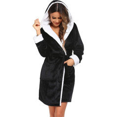 UNibelle Sieviešu frotē dvieļu peldmēteļi Pūkains mīksts kapuci Ceļa garums Īss mājas mētelis Sauna Spa Bathrobe Fleece S-XXL