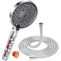 Filter Shower Head and Hose with 1.6m Hose - YEAUPE PRO Power Shower Hose and Head Filter Shower Head, Low Pressure Water Softener, Shower Head, Large Universal Electric Shower Head for