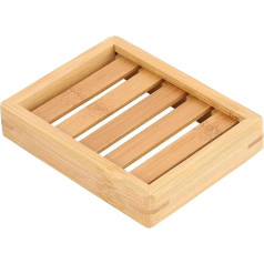 Kandid Handgefertigte Seifenschale aus Holz für Badezimmer - Saubere Dusche Halter Tragbare Badezimmer Dusche Seife Aufbewahrung Rack Zubehör - Bambus - 12,5 cm x 9 cm x 2 cm