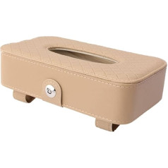 ihreesy Car Sun Visor Tissue Box, Multifunctional Car Tissue Box, Hanging PU Leather Cosmetic Tissue Box, Car Tissue Dispenser, Car Napkin Holder, Paper Towel Dispenser, Beige