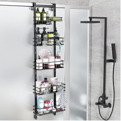 Orimade Over the Door Shower Caddy Regulējams nerūsējošs ar āķiem Šampūna turētājs Vannas istabas plaukts ar ziepju turētāju Dušas grozs ar piesūcekni Īpaši liels 5 līmeņu (ASV patents)