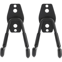 DOITOOL 2 Pack Garage Double Hook Storage Tool Ladder Bike Storage Hooks (Black, 11 x 7 x 1cm)