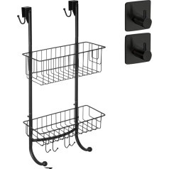 smartpeas Vannas istabas piekaramais plaukts - 2 x piekaramais grozs - 59,3 x 22,6 x 11 cm - Nerūsējošais tērauds (pulverkrāsa) - dušas plaukts - nav urbšanas - iekļauti 2 bezmaksas nerūsējošā tērauda līmējošie āķi