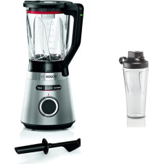 Bosch VitaPower Series 4 MMB6382M Blender, Stainless Steel Blades, Made in Germany, 1.5 L ThermoSafe Glass Container, Pusher, 30,000 rpm, 1200 W, Stainless Steel & Bosch ToGo Bottle MMZBT01B, 0.6 L