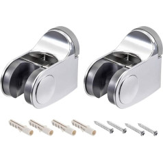 sourcing map 2 x Silver Adjustable ABS Wall Mount Handheld Shower Head Bracket 70x58x40mm