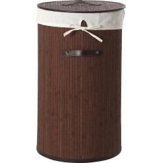 Premier Interiors Kankyo Bamboo Round Laundry Basket, хлопок, полиэстер, темно-коричневый, 36 x 36 x 60 см