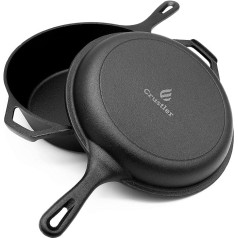 Crustler Cast iron 2-in-1 set pot and pan roasting dish diameter 26 cm | tarpaulin frying surface for maximum contact