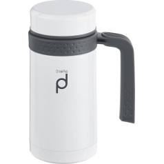 DrinkPod Pioneer Thermo-Isolierbecher mit Griff Hochwertiger Edelstahl 450 ml, Doppelwand-Vakuumkonstruktion 6 Heiß 24 Stunden Kühl Auslaufsicher BPA-Frei-Weiß, 18/10, 0,45 L