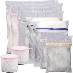 JOIKIT 10 Pcs Mesh Laundry Bags Zipper Washing Machine Bags for Delicates Blouse Lingerie Hosiery Sweaters Multicolor