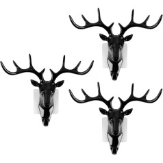 TOYANDONA Pack of 3 Deer Head Wall Hooks, Heavy Clothes Hangers Rack Animal Shaped Hat Wall Hooks for Home Garden Yard Decoration