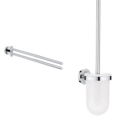 GROHE Essentials 40374001 Vannas istabas piederumi Dvieļu turētājs ar 2 rokām 40371001 & Essentials Vannas istabas piederumu komplekts Tualetes birstes komplekts Slēpjamais stiprinājums hroms