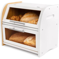 Apace Living Arise Bamboo Bread Bin with Ventilation, Large Bread Storage Container, 2 Shelves and Viewing Window, Wooden Bread Container for Crunks, Rolls, Bread Storage. 40 x 26 x 37 Ящик для хлеба