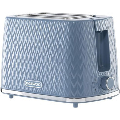 Daewoo SDA1823 Argyle Pattern Warm, Defrost and Cancel Electronic Browning Regulator | Removable Drip Tray | Self-Centering | 220-240V/50-60Hz/780-930W Light Blue, 2 šķēles Toaster