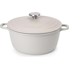 Casserole Dish with Lid, Oven Safe, Non-Stick, Deep Dutch Oven - Induction Saucepan - Oven Safe Aluminium Stockpot - 4L 24cm Grey - by Nuovva