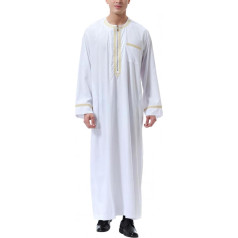 BeerMmay Vīriešu musulmaņu drukāt Kaftan islāma Karaliskuma Dubaija Robe O kakla garām piedurknēm Retro Tunikas Abaya Loose Kandoura