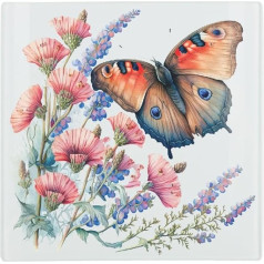 Mini Top Butterfly Square Glass Trivet Flower Butterfly - karstā pannas turētājs Virtuves kapāšanas dēlis Darba virsmas taupītājs ar neslīdošām kājām 20cm x 20cm