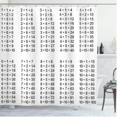 ABAKUHAUS Lehrreich Math Algebra Shower Curtain, комплект декора для ванной комнаты из ткани с крючками, 175 x 180 см, белый черный