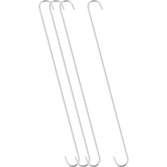 sourcing map S Hooks Hanging Hooks 500mm Extra Long tērauda pakaramie iekštelpu āra dārza vannas istabas skapī darbnīca Virtuves sudraba 4 Pack