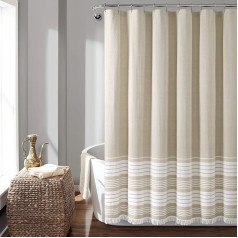 Lush Decor, Nantucket Taupe Tassel Shower Curtain 72