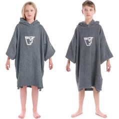 Buz Juniors Halāts ar kapuci Pludmales peldkostīms Unisex halāts Pončo Grey Rock Grey 9-12 gadi, Rock Grey