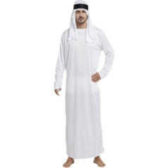 YUDATPG Vīriešu musulmaņu peldmēteļi Tuvie Austrumi Dubaija Kaftans Islāma Tobe Eid arābu arābu Indijas Robe Robe Hijab garām piedurknēm cietie krekli Dubaija Robe Halloween kostīms Cosplay, balts