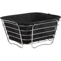 SIDCO Bread Basket Chrome Fabric Insert Fruit Basket Bread Basket Bread Basket Breakfast Basket Black