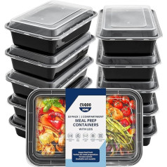 CUQOO [Pack of 10 Premium Meal Prep Containers with 1 Compartment Lunch Box - BPA Free & Foodsafe Snack Box for Adults & Kids | Mikroviļņu, trauku mazgājamā mašīnā, cepeškrāsnī un saldētavā Bento Box