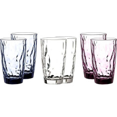 BORMIOLI ROCCO Diamond Colourful Glasses, 6 glāžu komplekts, 300 ml, 470 ml dzeramo glāžu komplekts, krāsains ūdens glāžu komplekts, krāsainas dzeramās glāzes