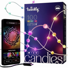 Twinkly Strings Pearls 100 LED, LED-Lichterkette in Perlenform, RGB LED-Lichter Mehrfarbig, Kompatibel mit Alexa & Google Home, Gaming-Lichter, Stromversorgung über USB-C, Transparentes Kabel, 6m