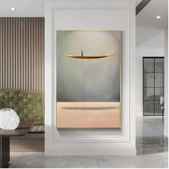 Belunara® Oil Painting on Canvas The Canoeist 100 x 150 cm - Abstract Pictures Canvas - Oil Pictures on Canvas Hand Painted - Canvas Picture Abstract - Pictures Abstract Modern