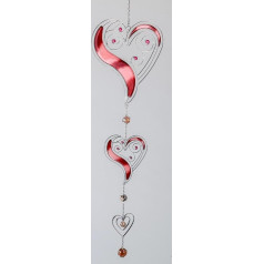 formano - Modern Remote Window Decoration for Hanging Heart Hanging Glass Picture Mātes diena Tiffany Red/Silver 58 cm Large