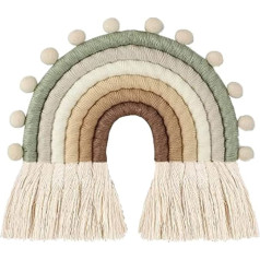 FANXIYA Rainbow Wall Hanging Bērnu istaba Ar rokām austs makrame Rainbow sienas apdare ar bumbu Boho bērnu kopmītņu dekorēšanai Bohomian Baby Room (krāsains 1)