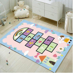 FODELIUY Hopscotch paklājs bērnu istabai, Hopscotch paklājs, Bouncy Box paklājs, rotaļu paklājs meitenēm un zēniem, Bouncy paklājs bērniem (80 x 120 cm)