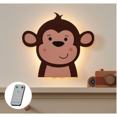 Lights4fun LED pērtiķu sienas lampas ar tālvadības pulti Dimmable nakts gaisma Bērnu istabas nakts lampa Sienas rotājums Bērnu istabas galda lampa