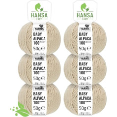 Hansa-Farm 100% bērnu alpakas vilna 25 krāsās - 300 gramu komplekts DK (dubultā adīšana) (6 x 50 g) - 1. 100% alpakas vilna, ko var mazgāt mašīnā - vēl mīkstāka, nesaskrāpē un izturīgāka - alpakas vilna adīšanai un tamborēšanai.