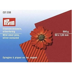 Prym 021208 Stecknadeln, 1,20 x 50mm, silberfarbig, Eisen, 50 x 1,2mm, 50 x 1,20mm