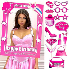 JeVenis Hot Pink Girl Party Photo Booth Props Frame Lets Go Party Supplies Bachelorette Bridal Shower Birthday