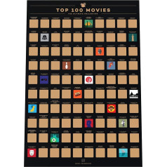 Enno Vatti 100 x Filmas Bucket List skrāpējamais plakāts, Top filmas, skrāpējamais plakāts, (42 x 59,4 cm)