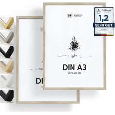 Heimlich® 2 x attēlu rāmji, DIN A3, 30 x 42 cm, ozolkoka rāmis, 2 eksemplāri, dokumentu rāmis, liela kolāža, koka attēlu rāmis, plakāts, īsta koka, fotorāmis